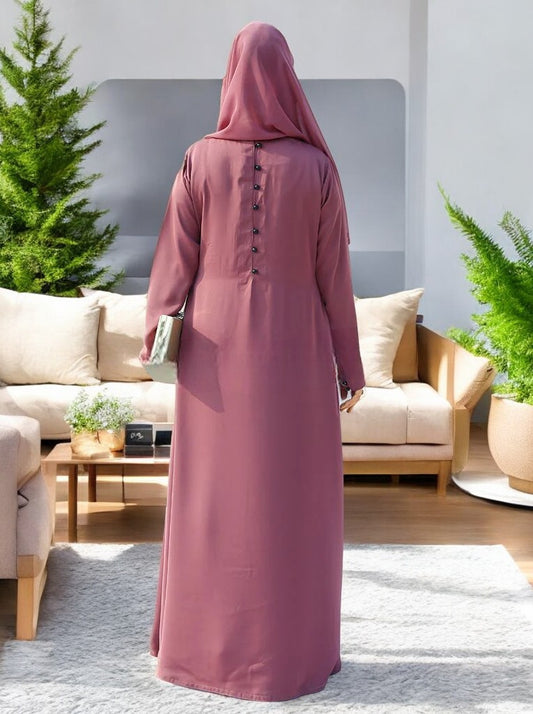 A-Line Designer Abaya in Firdaus Fabric with Multiple Pleats and Fancy Buttons