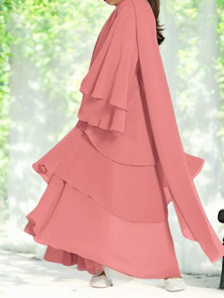 Elegant Front-Open Georgette Abaya for Kids