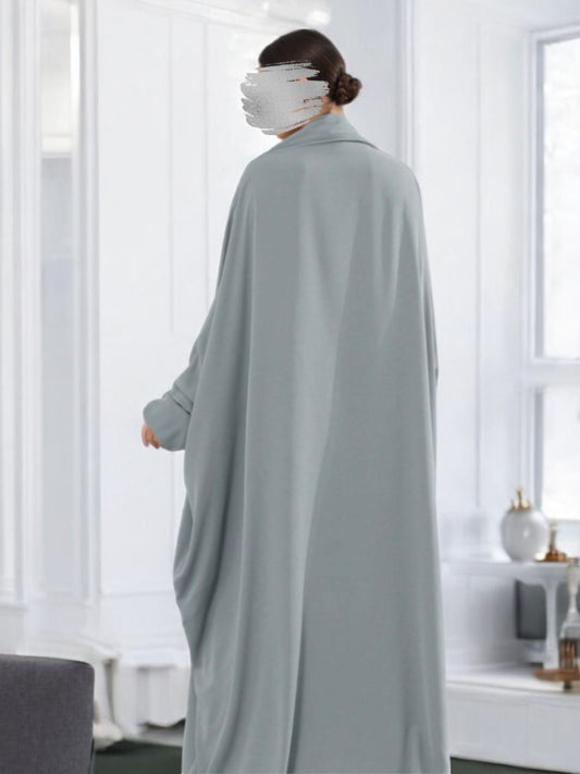 Designer Kaftan Abaya in Luxurious Firdaus Fabric with Elasticated Sleeves and Attached Scarf