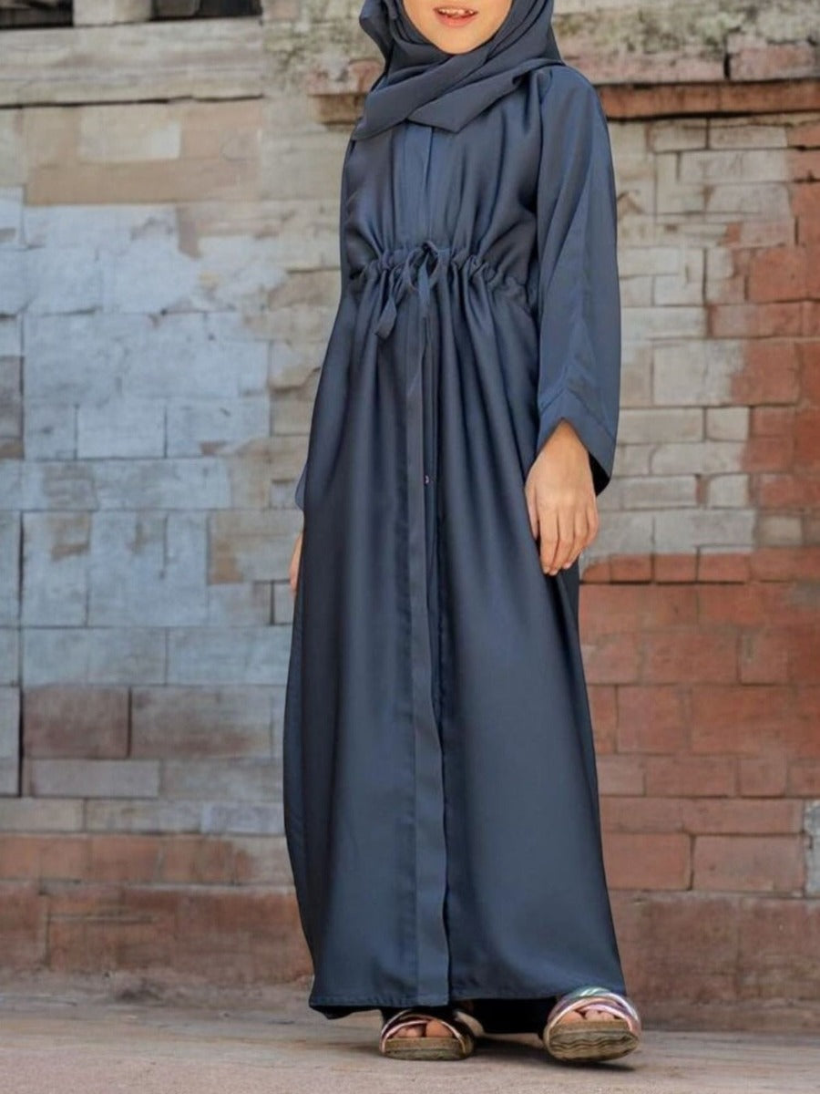 Front Open Abaya in Premium Nida Satin Fabric for Kids and Girls