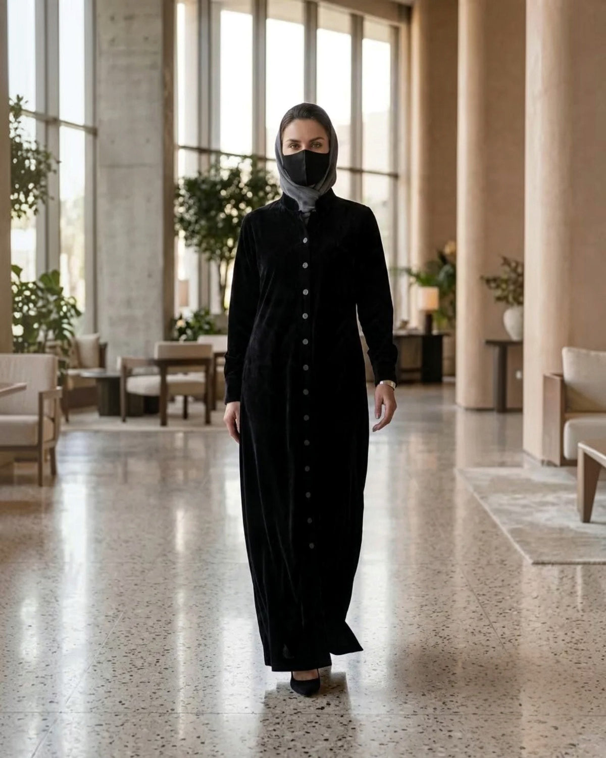 Elegant Winter Abaya with Tailored Cuffs