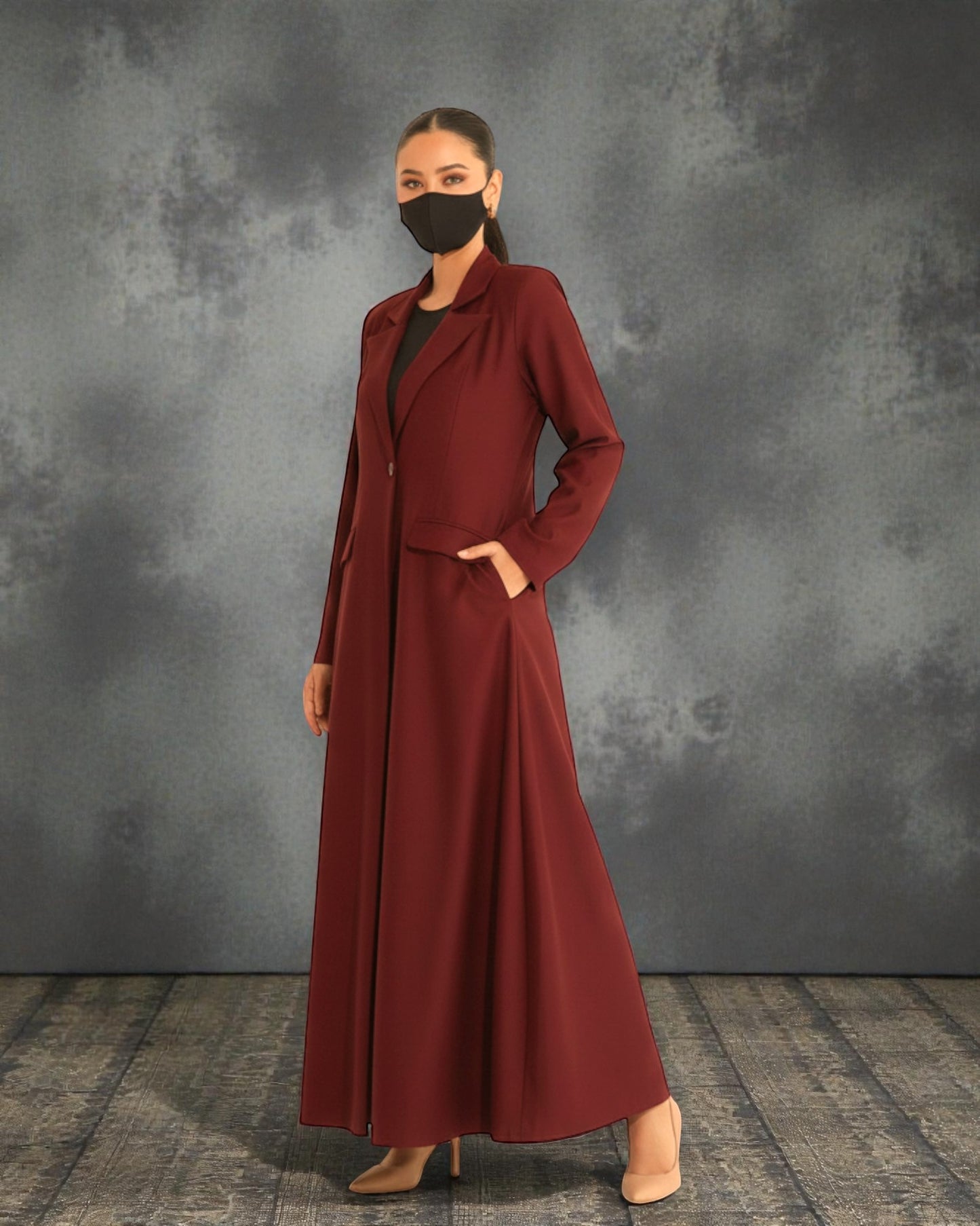 Trendy Mahram-Coat like Abaya in Flow Crepe Fabric