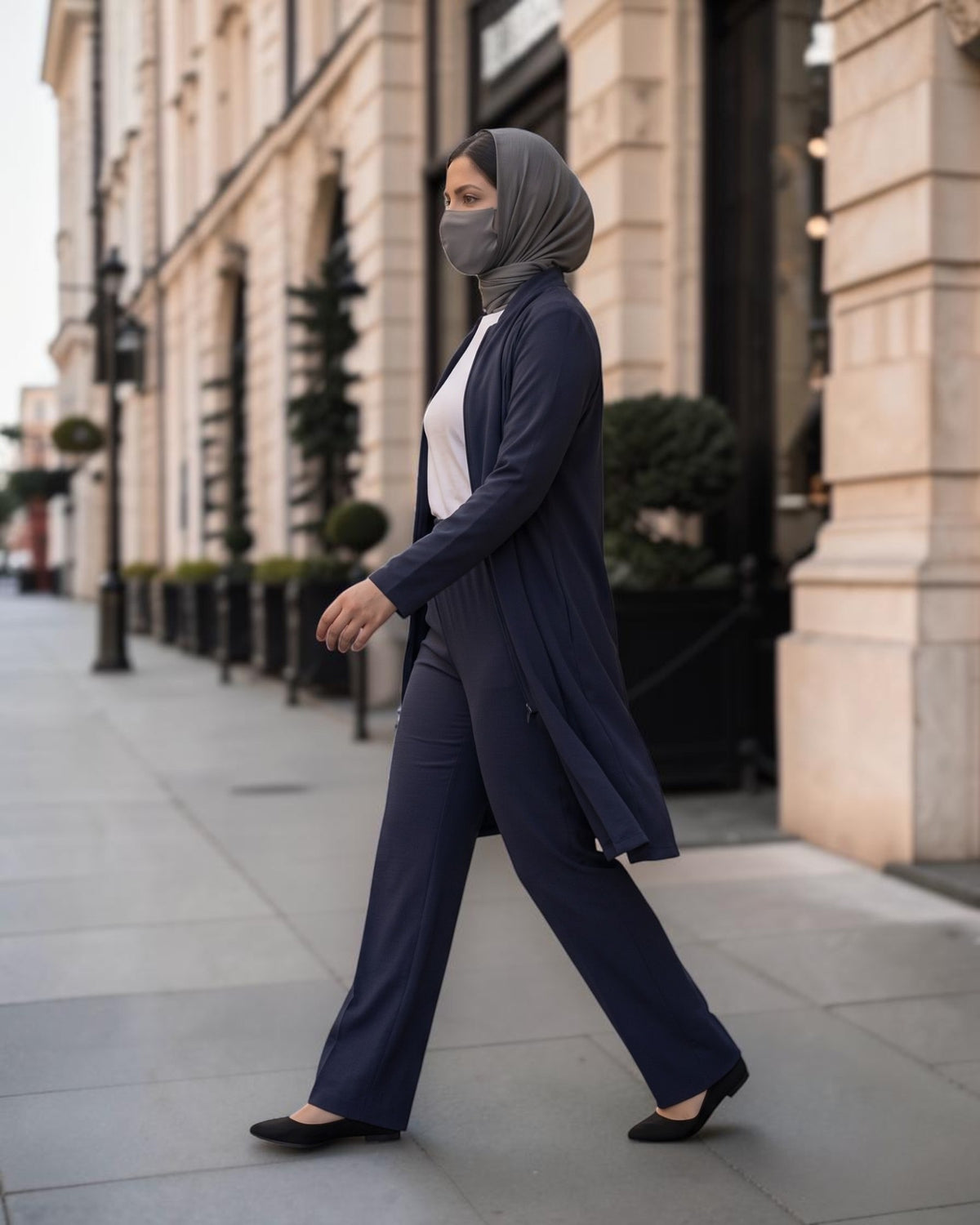 2-Piece Modest Co-Ord Set with Zipper Top & Elasticated Trousers | Optional Hijab