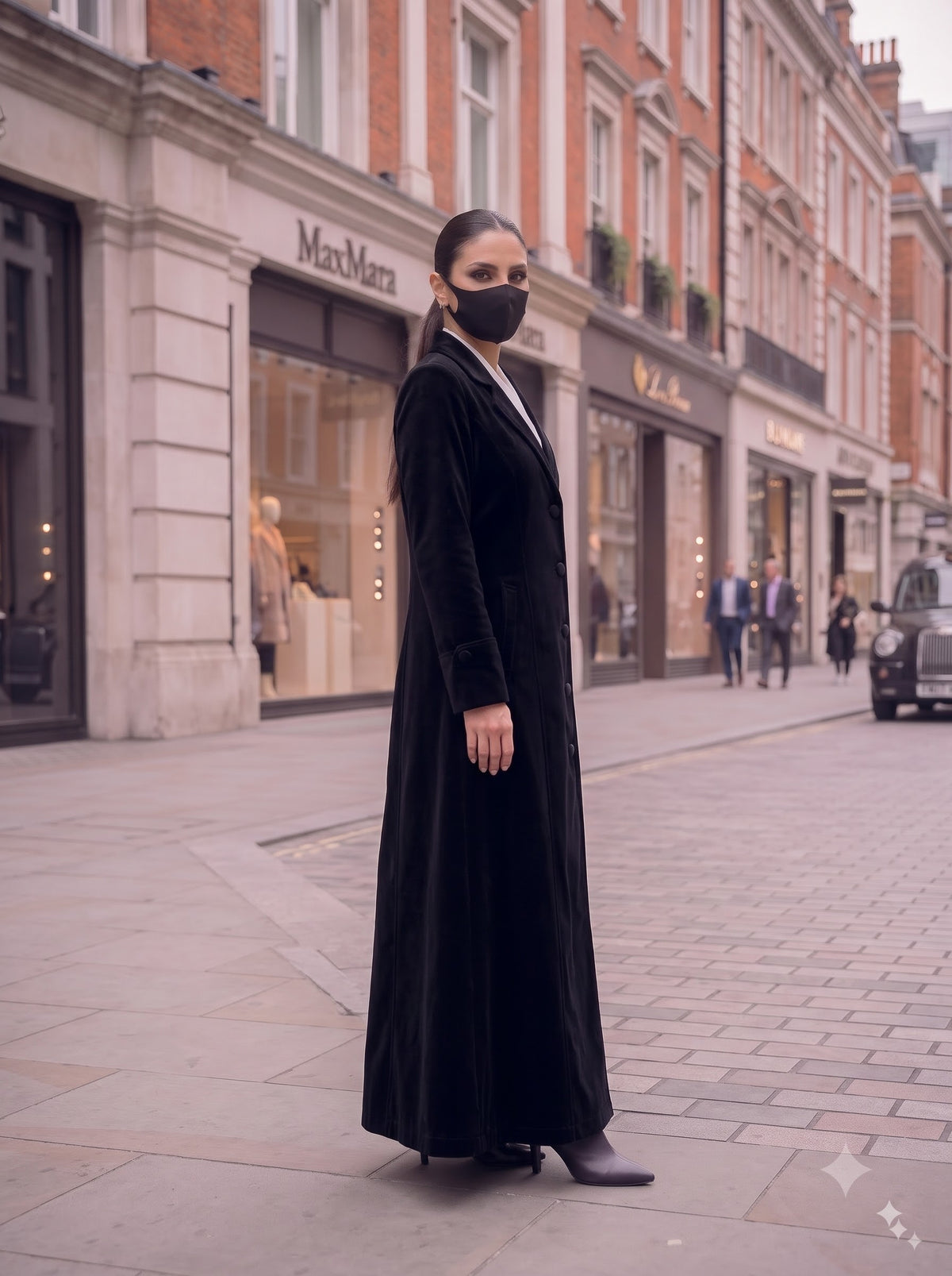 Tailored Long Velvet Abaya Coat