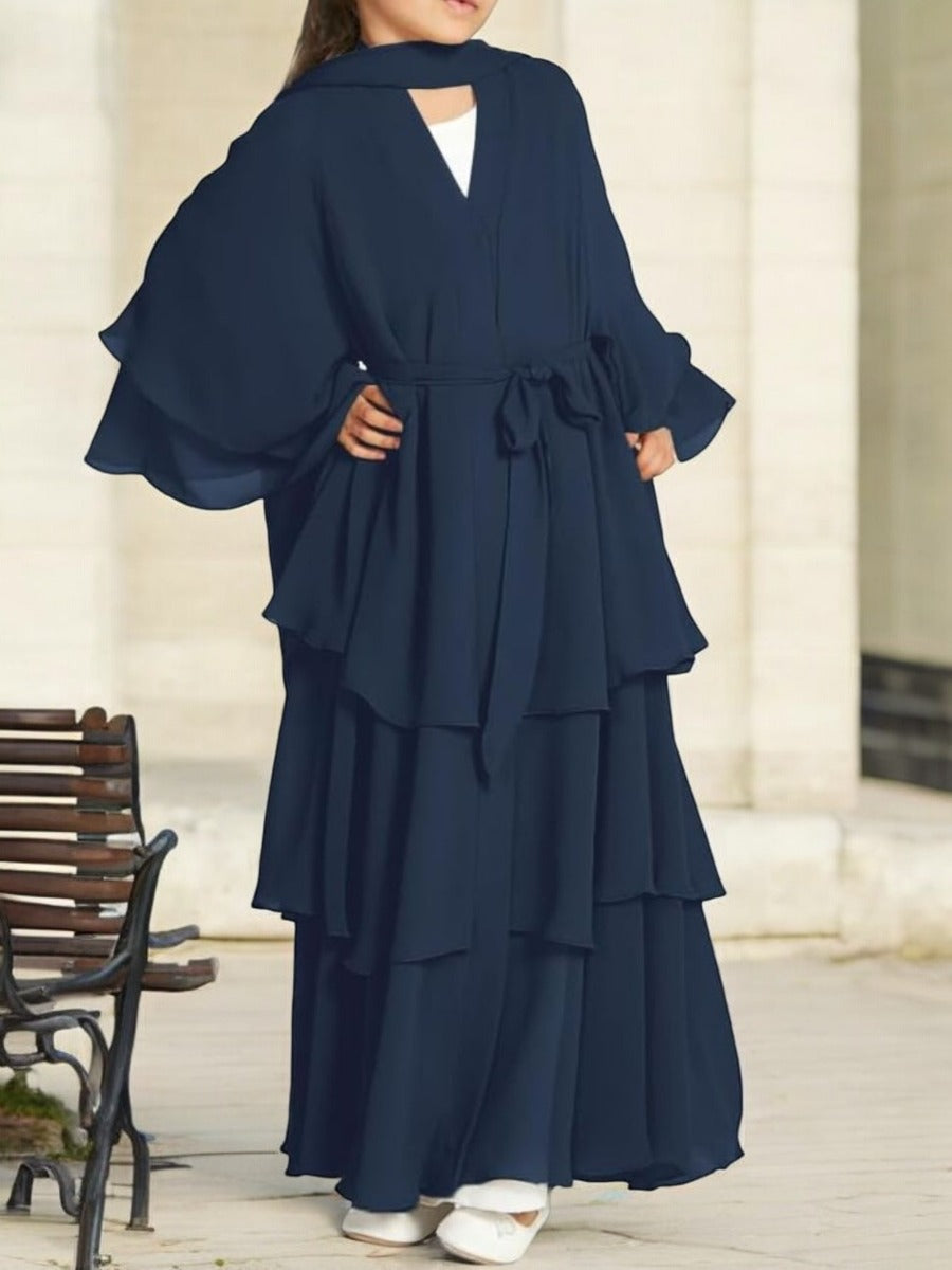 Elegant Front-Open Georgette Abaya for Kids