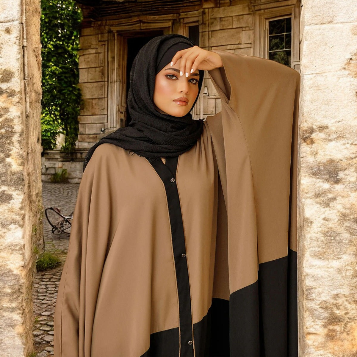 Dual-Color Free-Size Kaftan Abaya