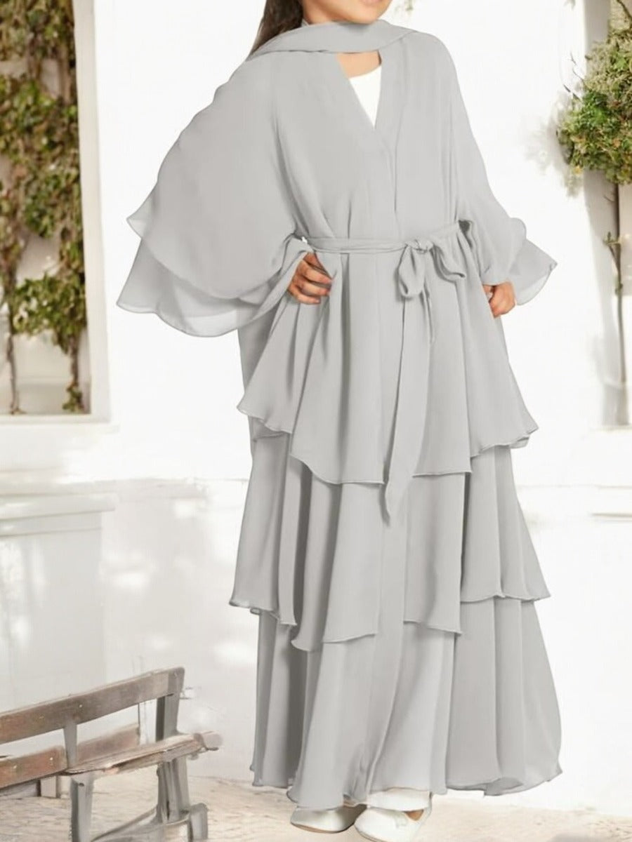 Elegant Front-Open Georgette Abaya for Kids