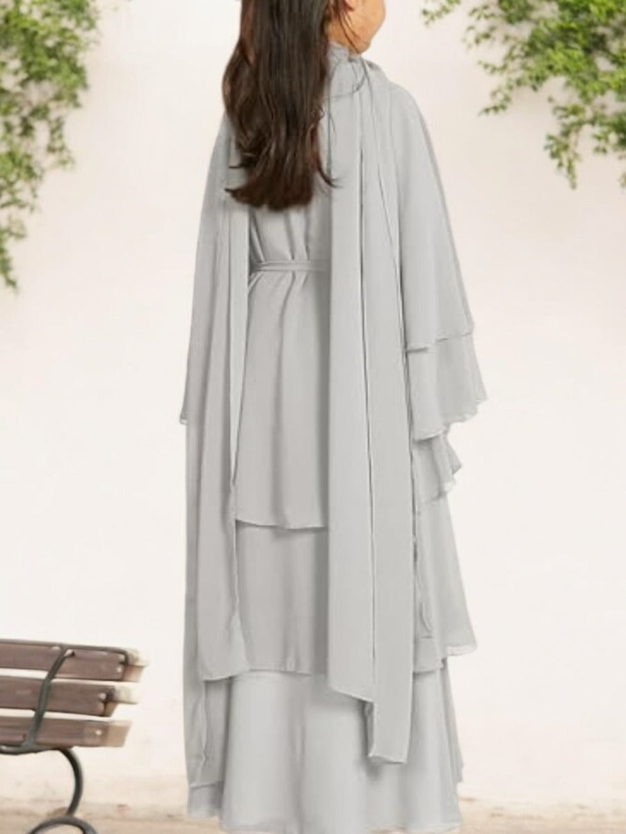 Elegant Front-Open Georgette Abaya for Kids
