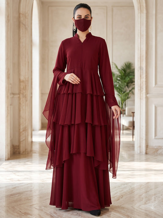 Cascading Tier Georgette Occasion Dress