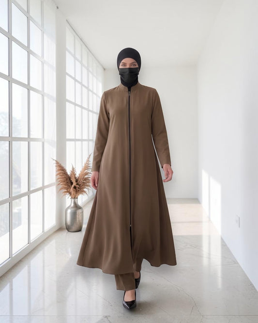 Modest Workwear Long Top with Hijab | Optional Pant |Taupe