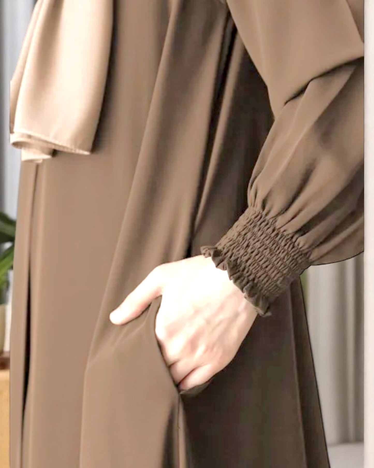 Front Open Abaya with Zipper Opening, Umbrella Flare and Matching Belt
