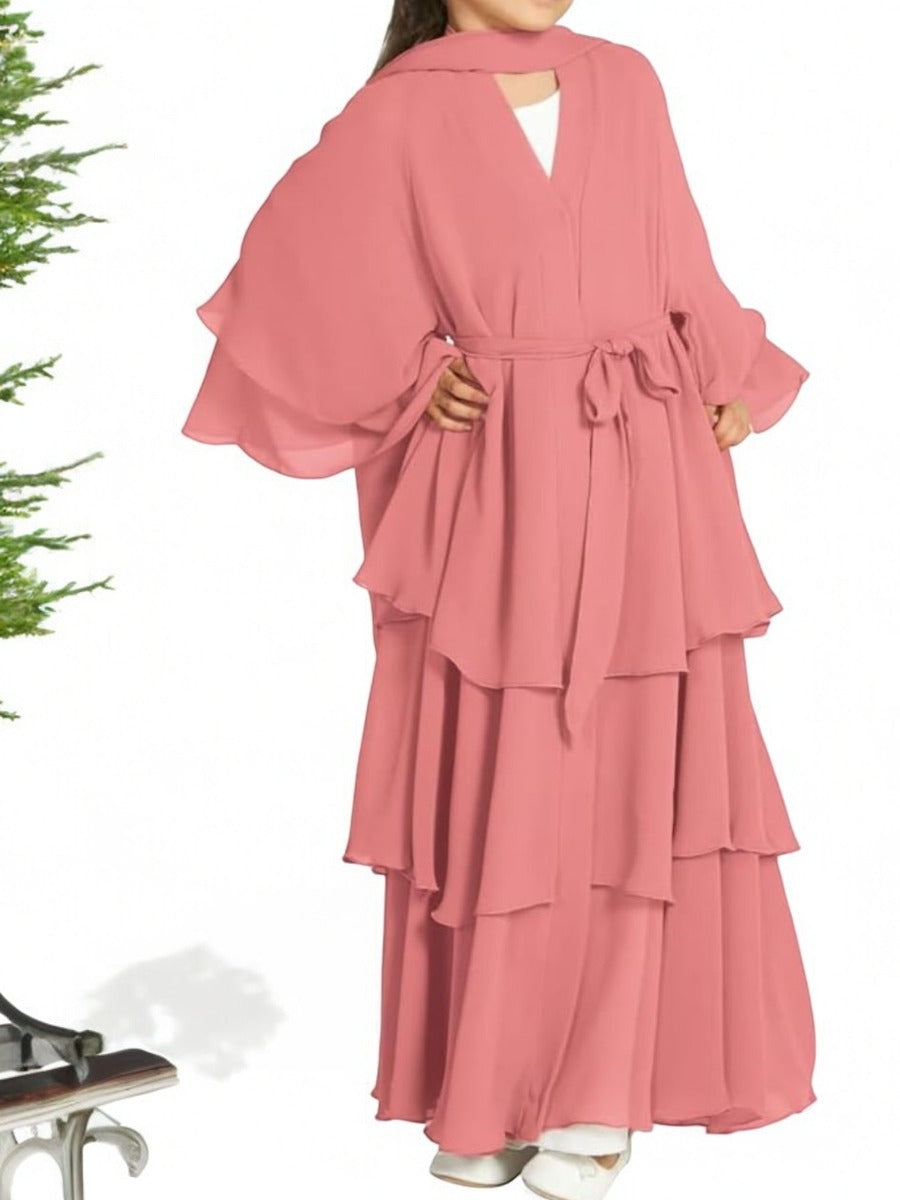 Elegant Front-Open Georgette Abaya for Kids