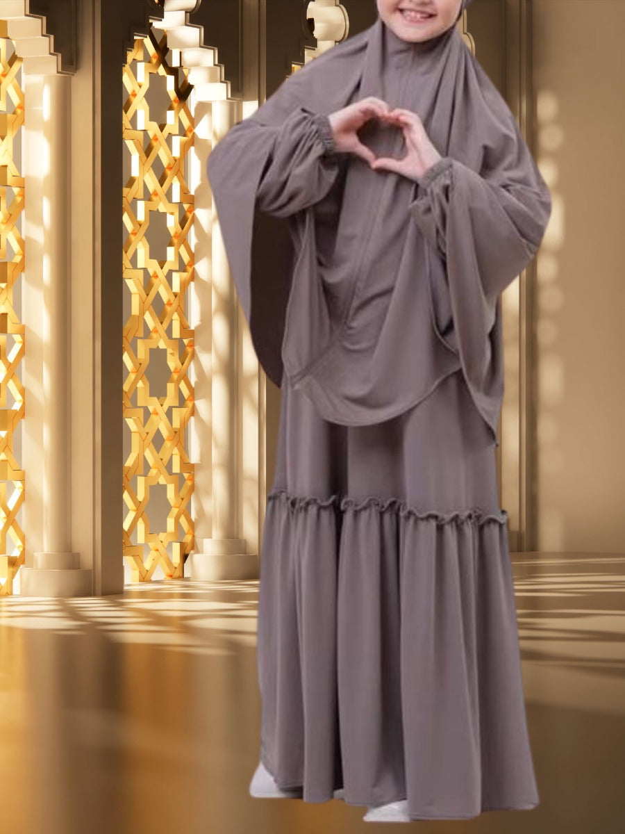 Two-Piece Abaya Set with Coordinated Khimar Hijab