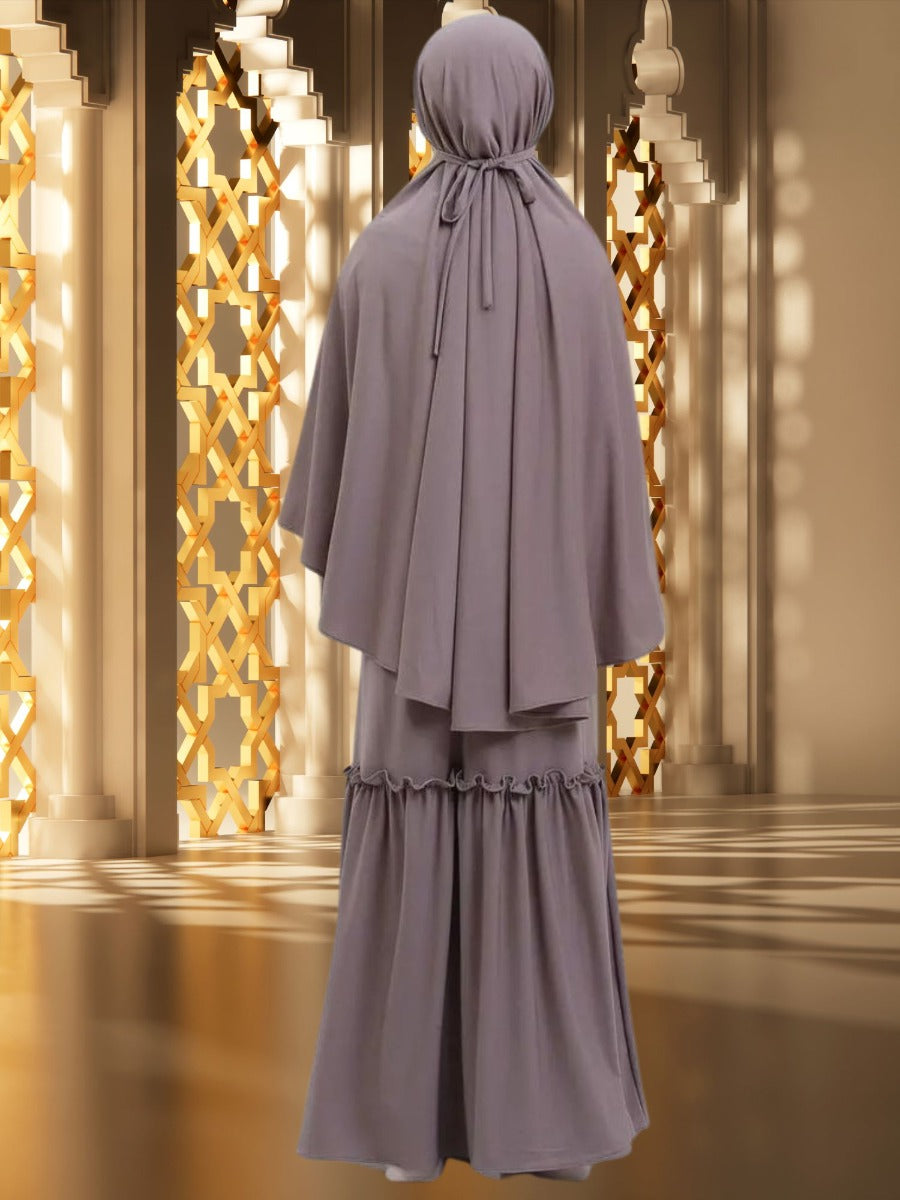 Two-Piece Abaya Set with Coordinated Khimar Hijab