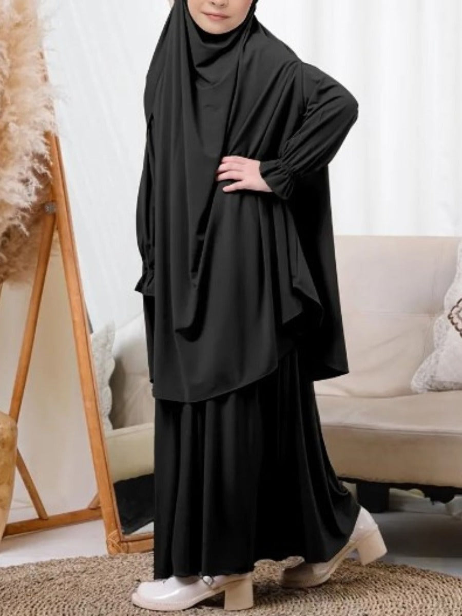 Two-Piece Abaya Set with Coordinated Sleeveless Khimar Hijab