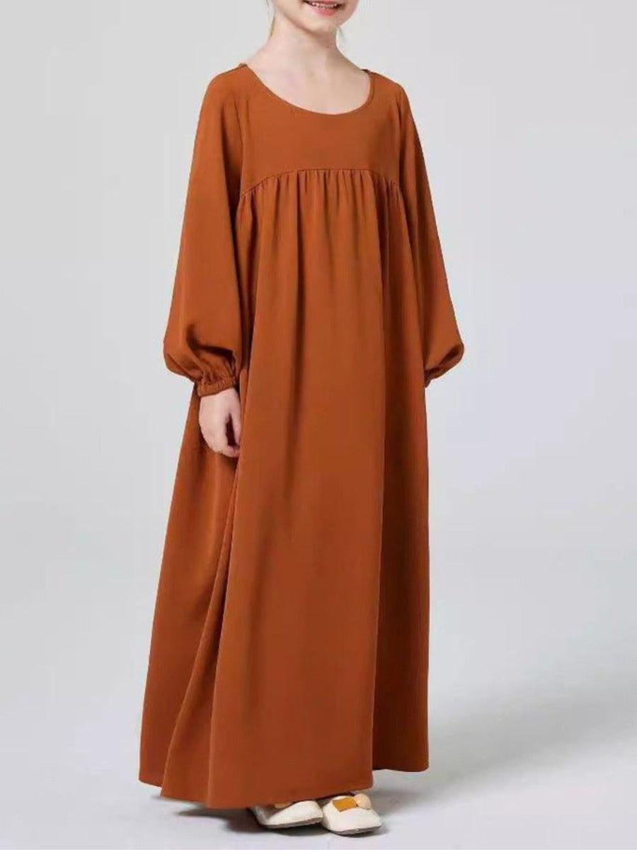 Designer Firdaus Fabric Abaya Dress for Kids with Umbrella Flare