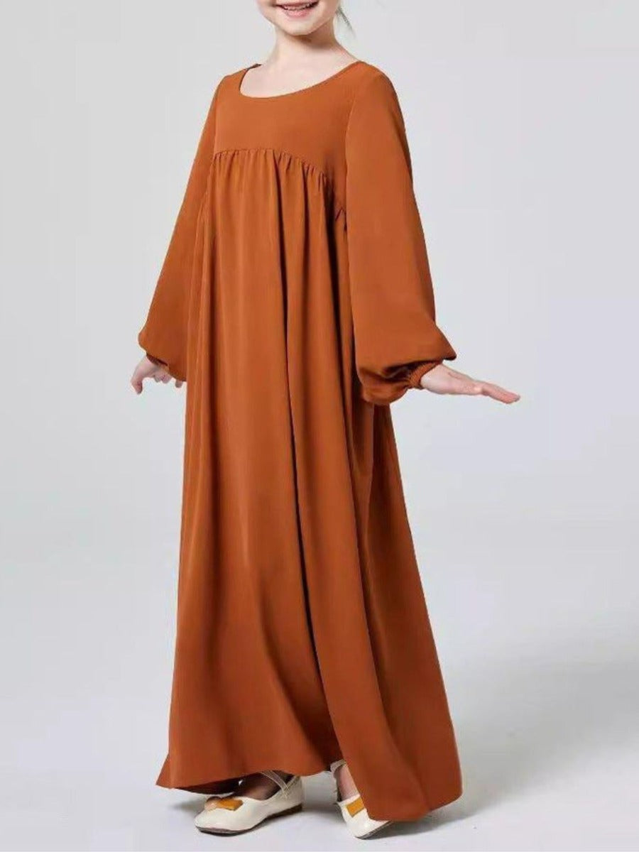 Designer Firdaus Fabric Abaya Dress for Kids with Umbrella Flare