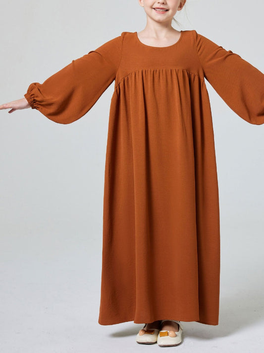 Designer Firdaus Fabric Abaya Dress for Kids with Umbrella Flare