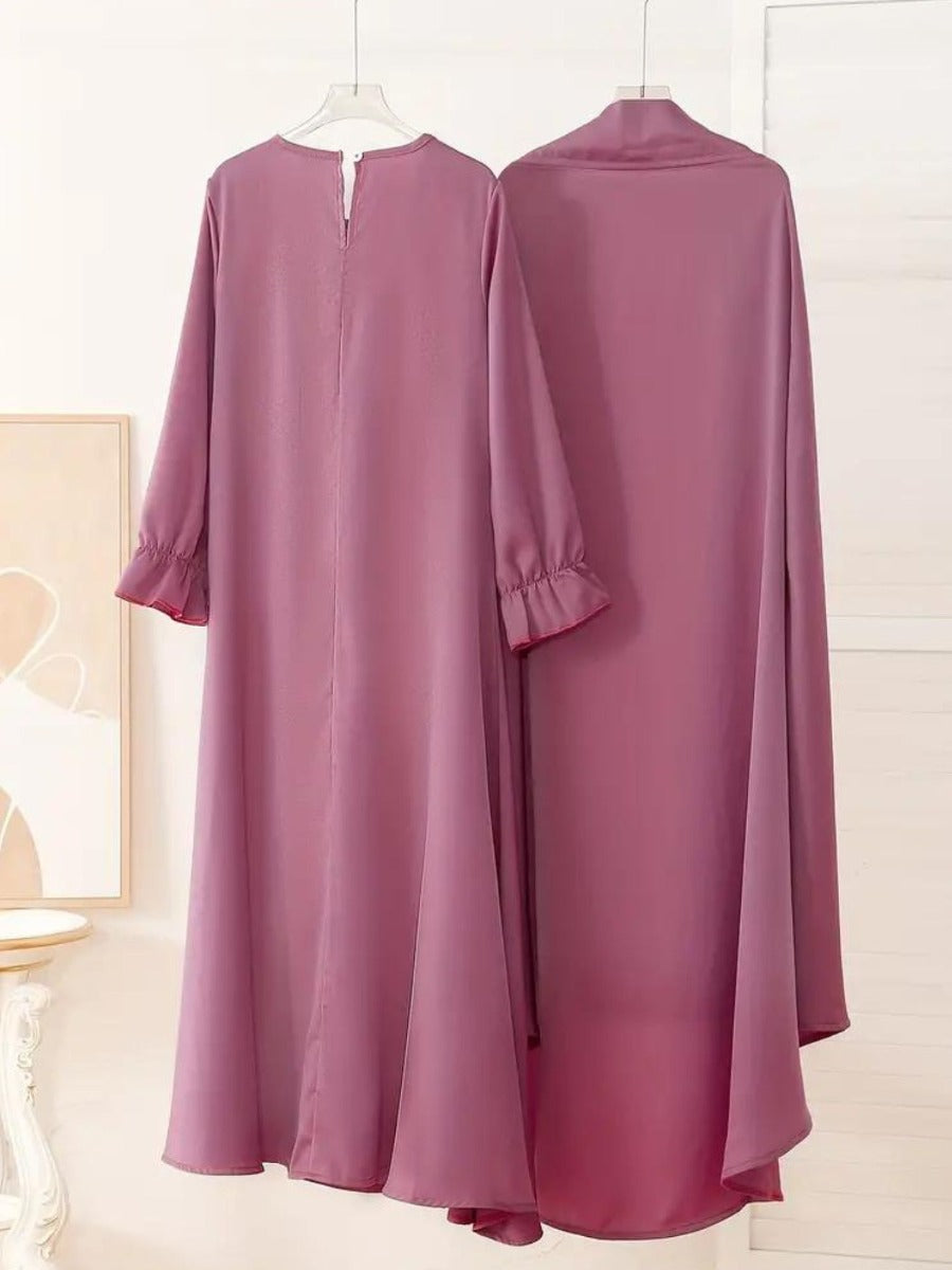 Two-Piece Abaya Set with Coordinated Sleeveless Khimar Hijab