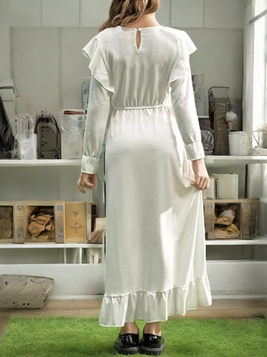 Ruffled Abaya Dress with Slim Sleeves For Kids