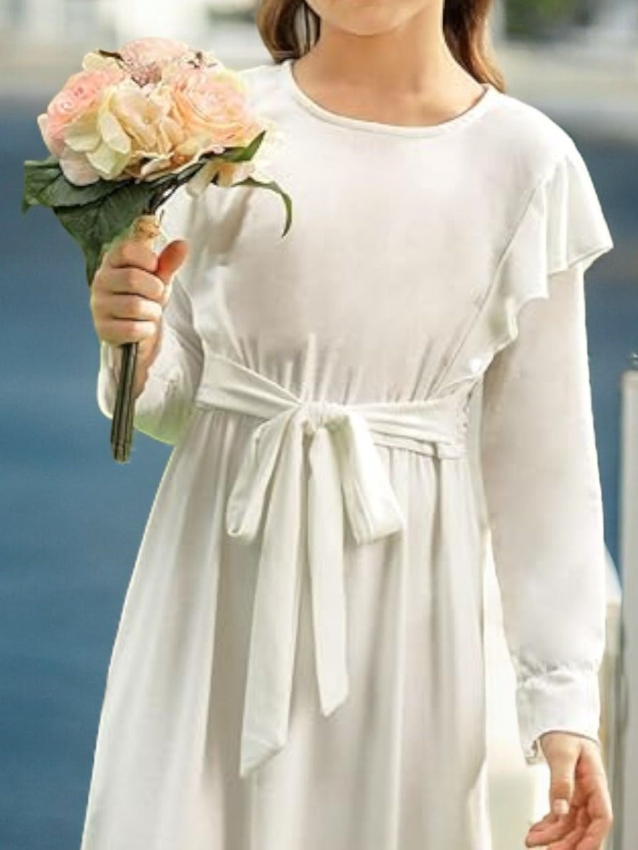 Ruffled Abaya Dress with Slim Sleeves For Kids