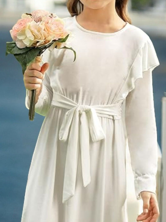 Ruffled Abaya Dress with Slim Sleeves For Kids