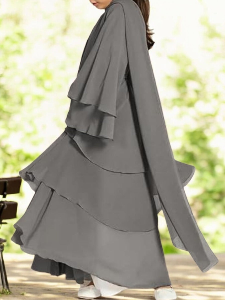 Elegant Front-Open Georgette Abaya for Kids