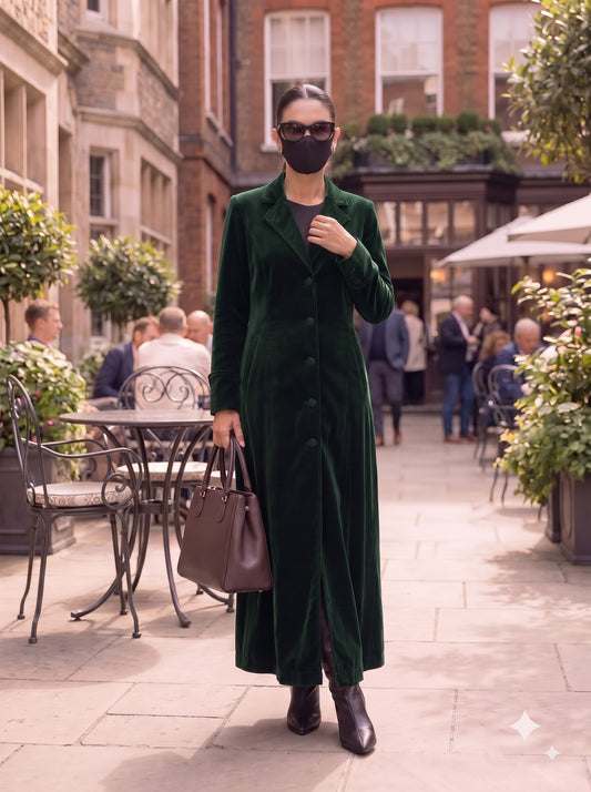 Tailored Velvet Coat Abaya with Lapel Collar