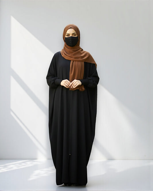 Front Open Kaftan Abaya in Premium Seltos Fabric with Full Zipper