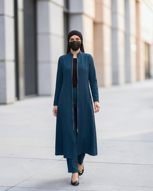 Modest Workwear Long Top with Hijab | Optional Pant |Dark Teal