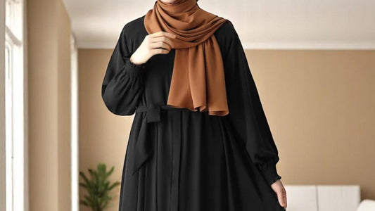 Front Open Abaya with Zipper Opening, Umbrella Flare and Matching Belt