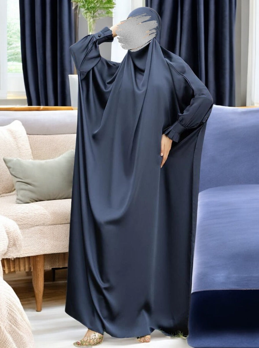 Very Loose and Free Size Jilbab in Firdaus Fabric with Pleated Cuff Sleeves
