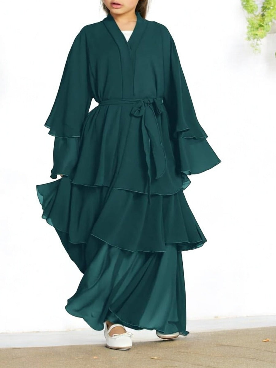 Elegant Front-Open Georgette Abaya for Kids