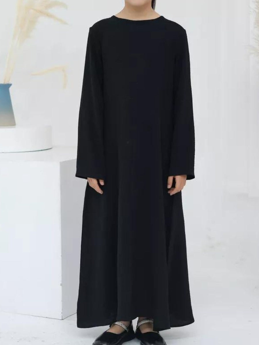 A-Line Closed Abaya For Kids with Flared Sleeves