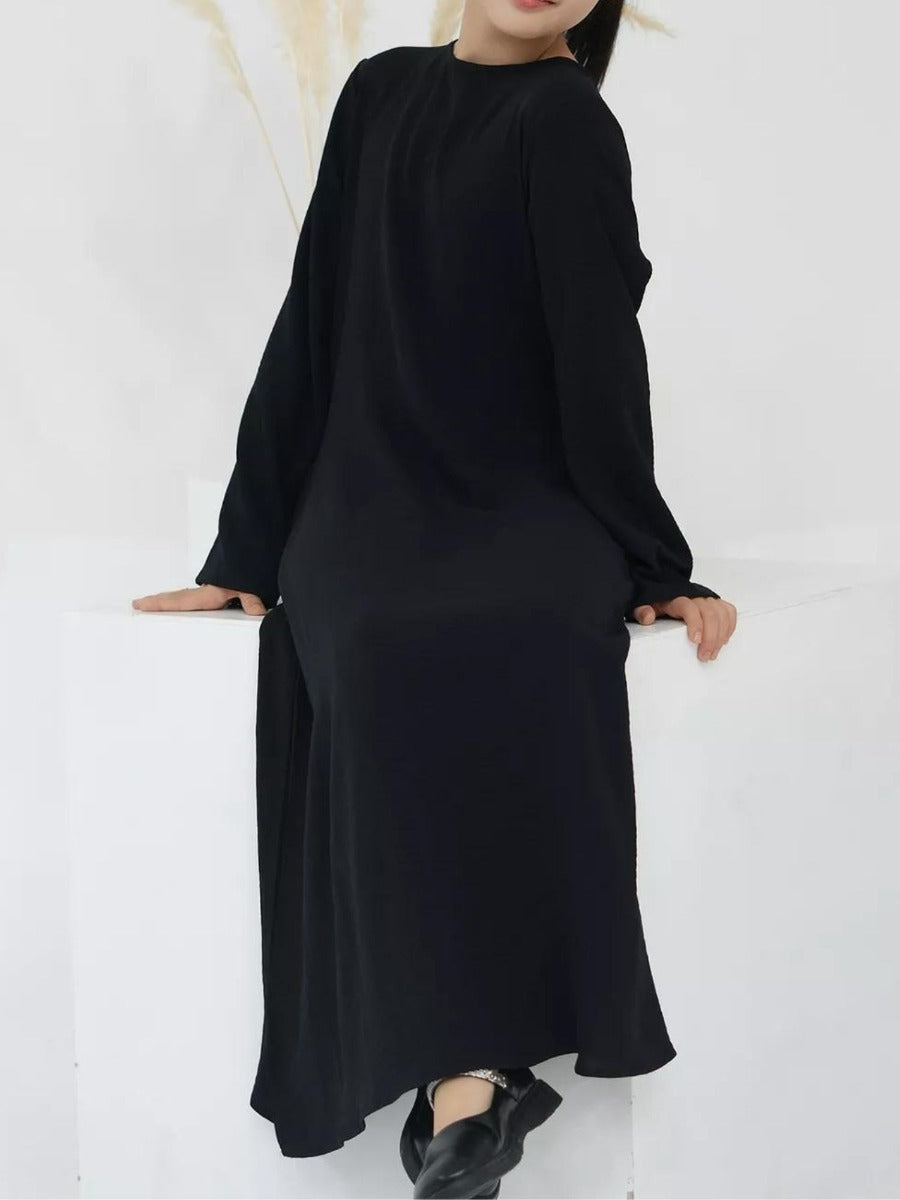 A-Line Closed Abaya For Kids with Flared Sleeves