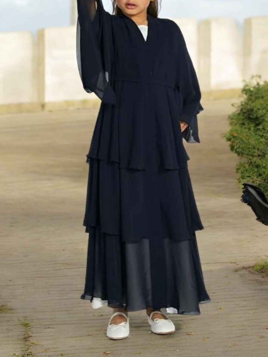 Elegant Front-Open Georgette Abaya for Kids