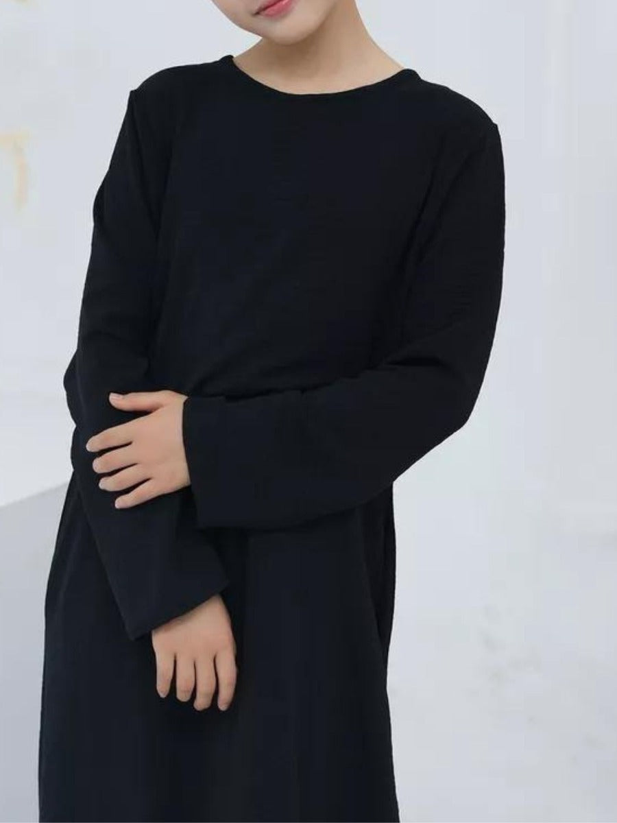 A-Line Closed Abaya For Kids with Flared Sleeves