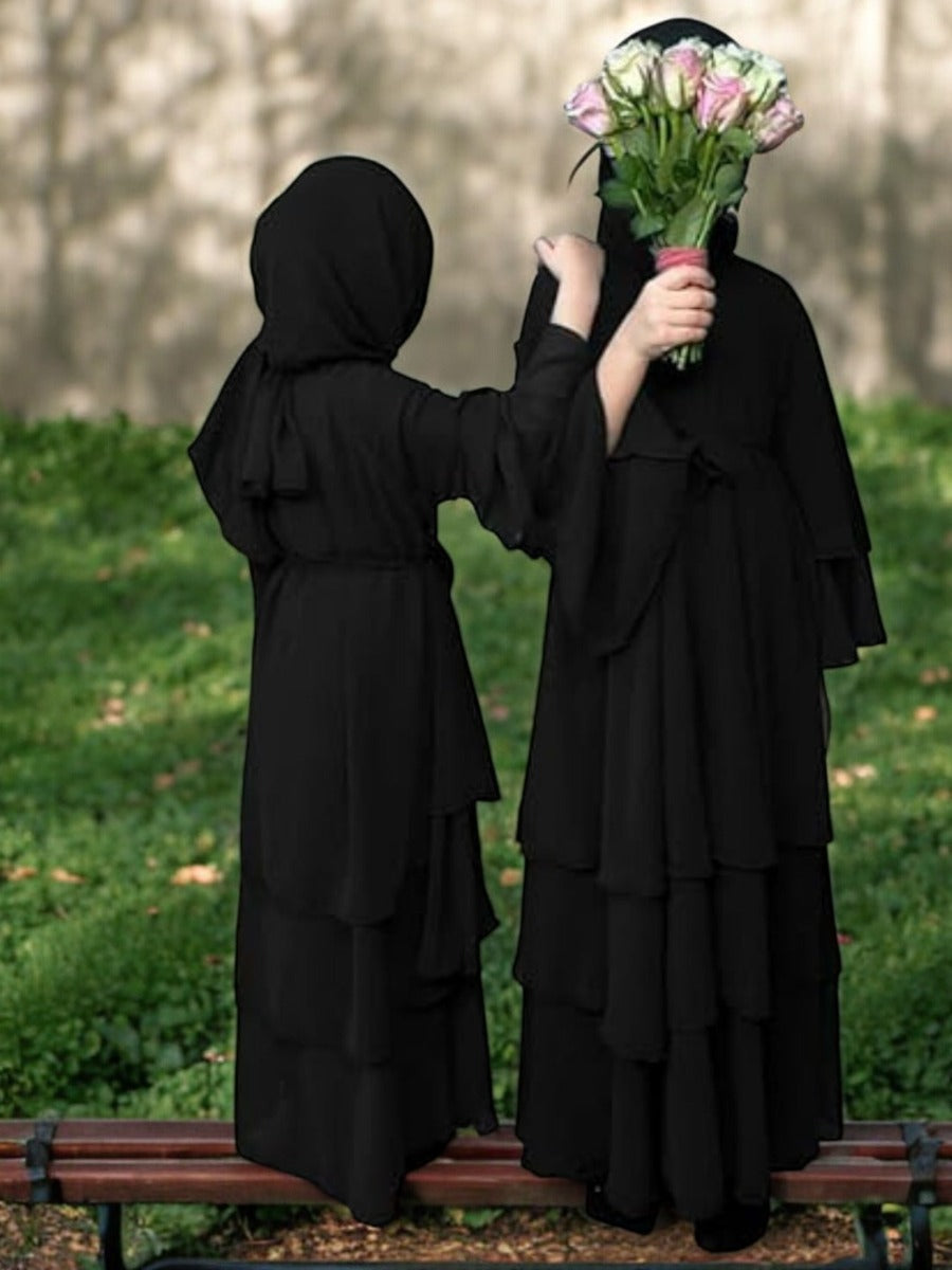 Elegant Front-Open Georgette Abaya for Kids