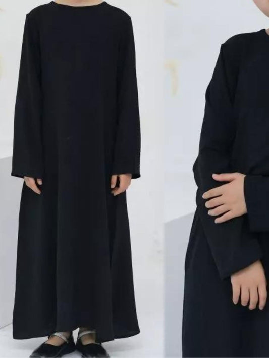 A-Line Closed Abaya For Kids with Flared Sleeves