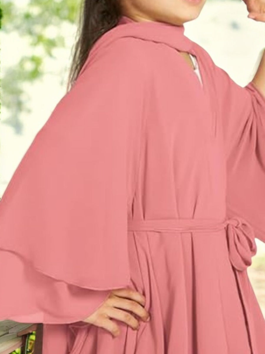 Elegant Front-Open Georgette Abaya for Kids