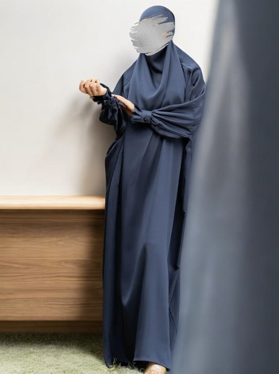Very Loose and Free Size Jilbab in Firdaus Fabric with Pleated Cuff Sleeves