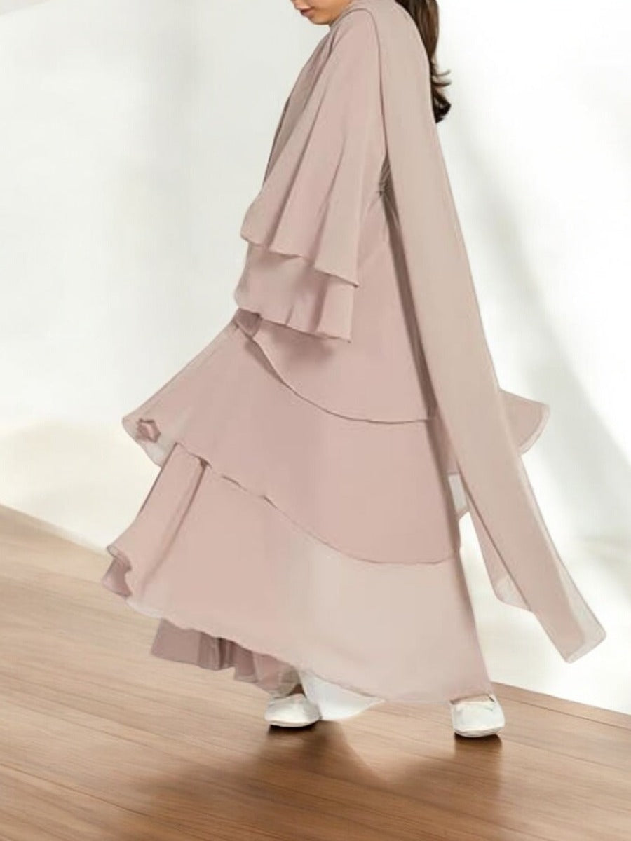 Elegant Front-Open Georgette Abaya for Kids