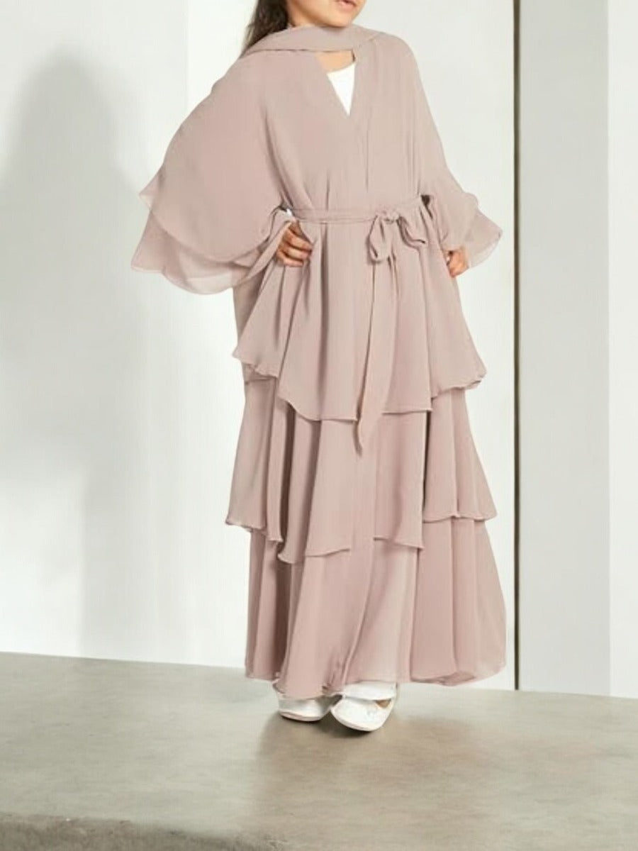 Elegant Front-Open Georgette Abaya for Kids