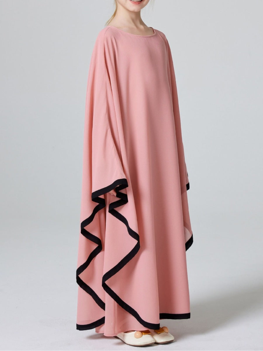 Three-Piece Abaya Set For Kids with Butterfly Georgette Kaftan