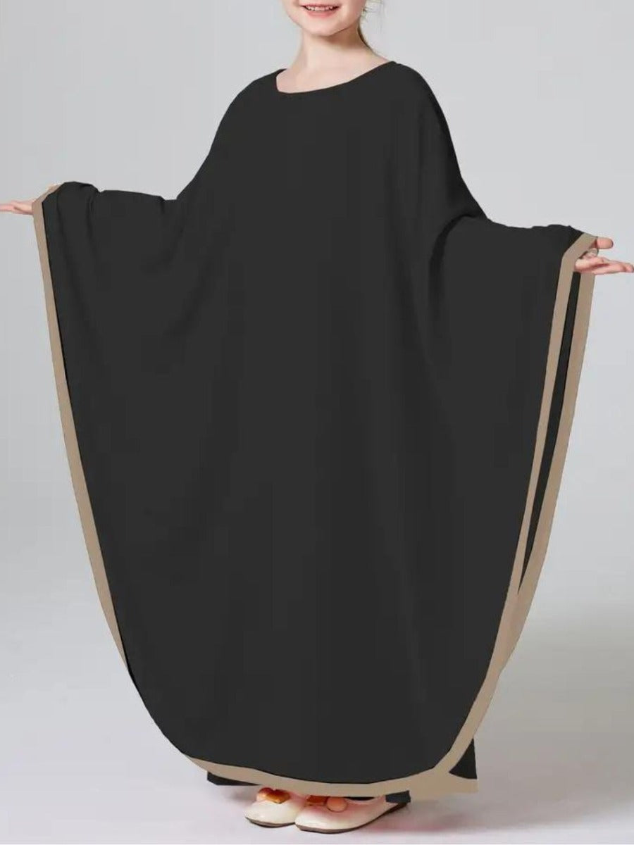 Three-Piece Abaya Set For Kids with Butterfly Georgette Kaftan