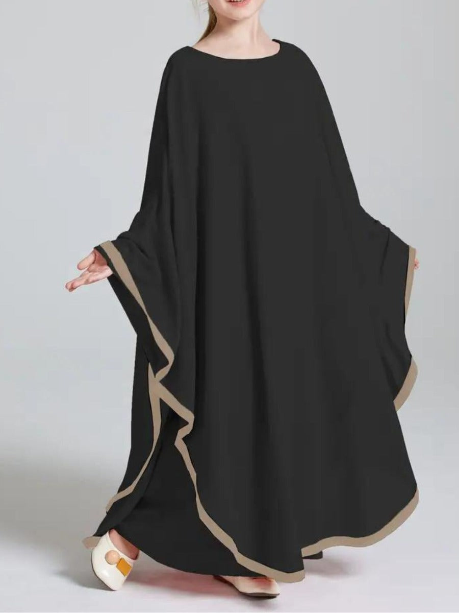 Three-Piece Abaya Set For Kids with Butterfly Georgette Kaftan