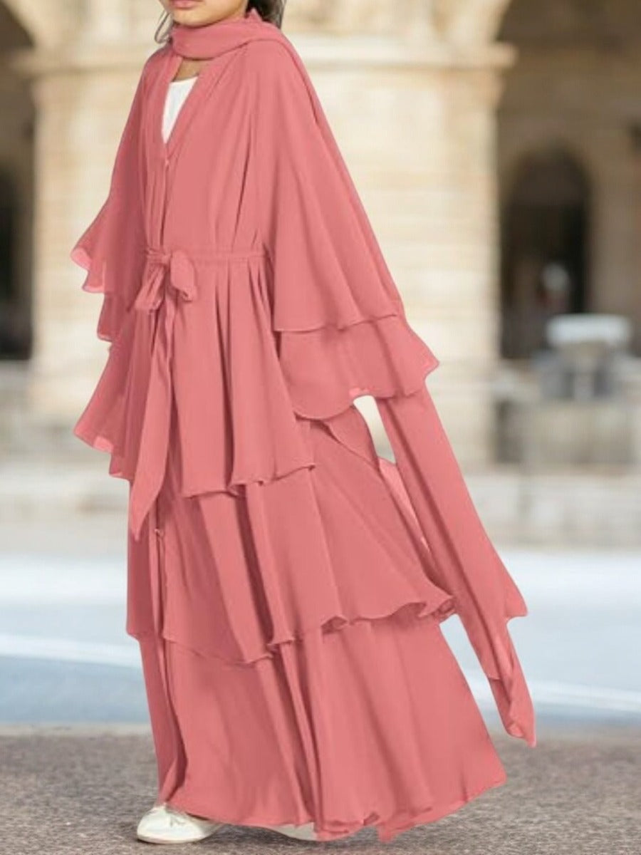 Elegant Front-Open Georgette Abaya for Kids