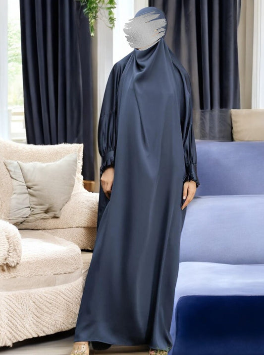 Very Loose and Free Size Jilbab in Firdaus Fabric with Pleated Cuff Sleeves