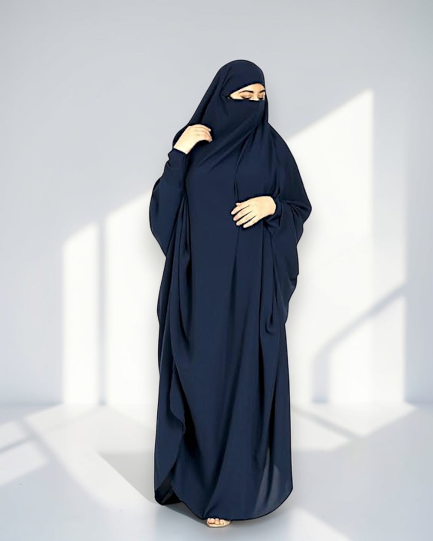 Full Length- Single Piece Jilbab With Adjustable Mouthpiece in Firdaus Fabric