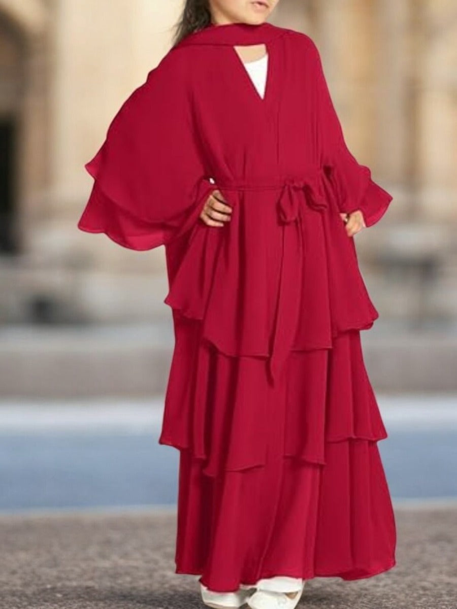 Elegant Front-Open Georgette Abaya for Kids